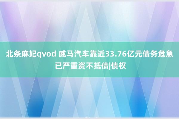 北条麻妃qvod 威马汽车靠近33.76亿元债务危急 已严重资不抵债|债权